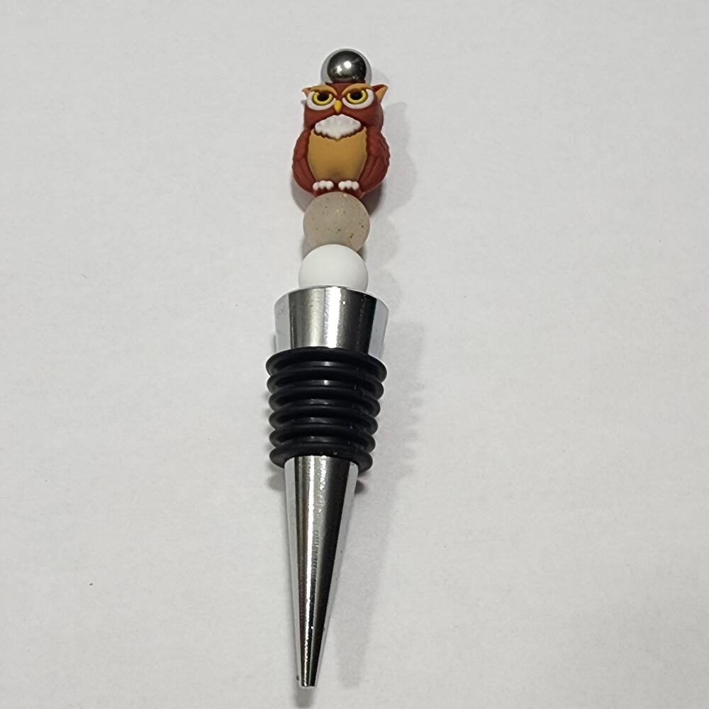 Owl Decorative Silicone Beaded Wine Bottle Stopper Cork Handmade NEW
